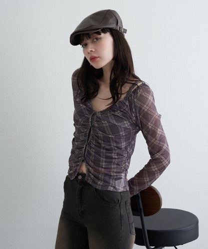 透視開衫與內衣吊帶套裝