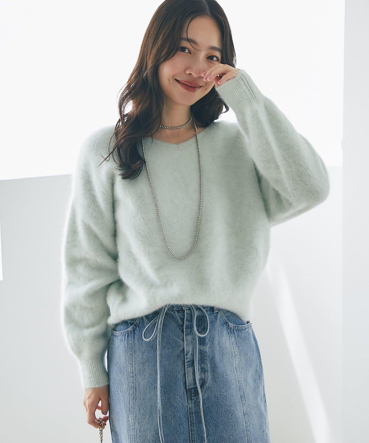 【最強美人感】羊毛羊絨混紡前後兩穿針織衫