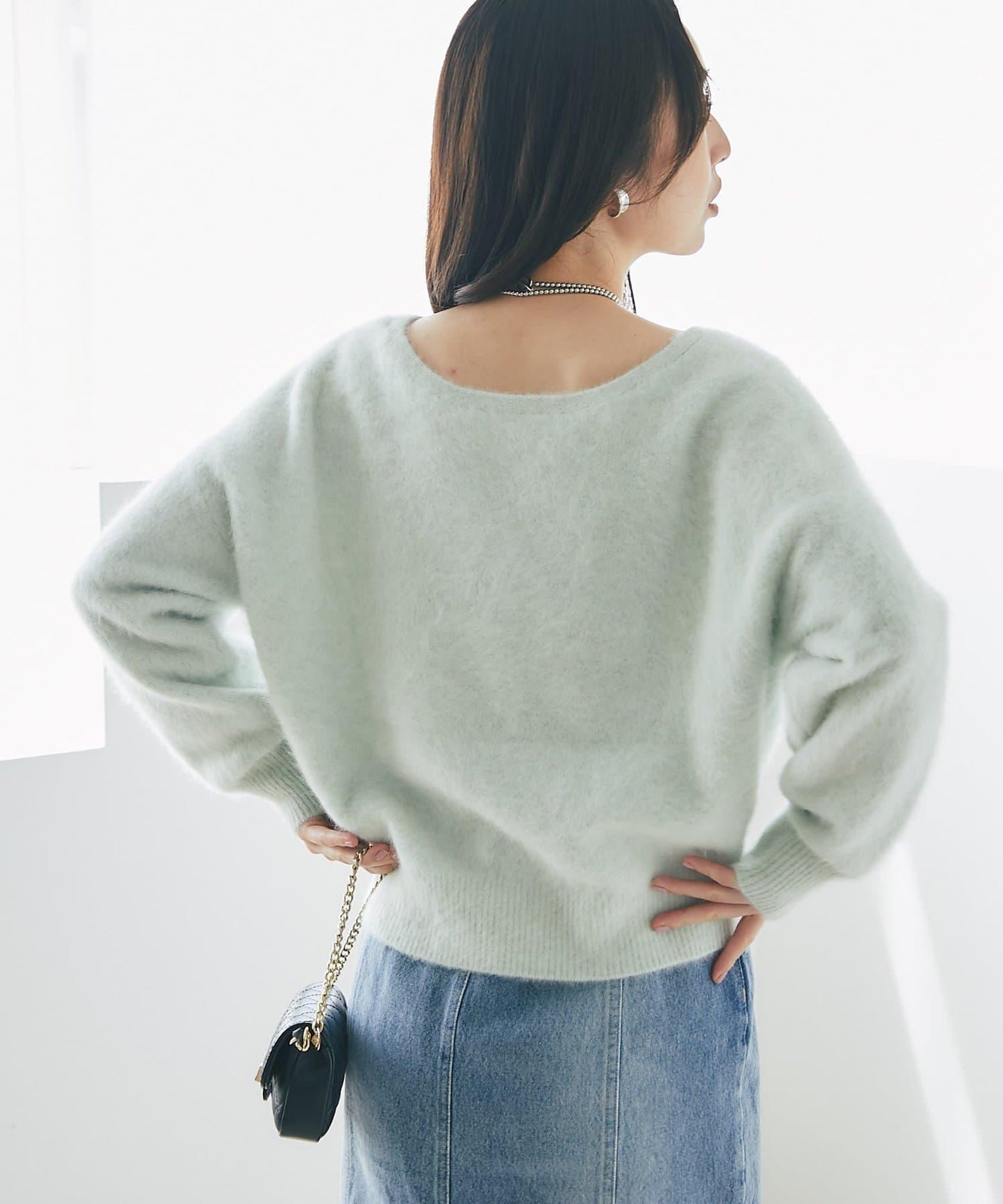 【最強美人感】羊毛羊絨混紡前後兩穿針織衫