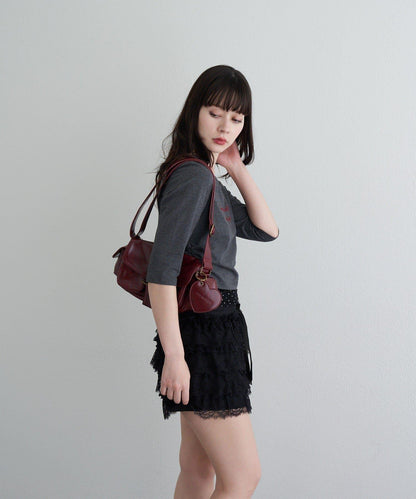 【RAY CASSIN】フロッキーロゴワンショルレイヤードTシャツ