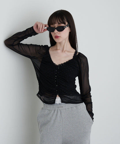 透視開衫與內衣吊帶套裝