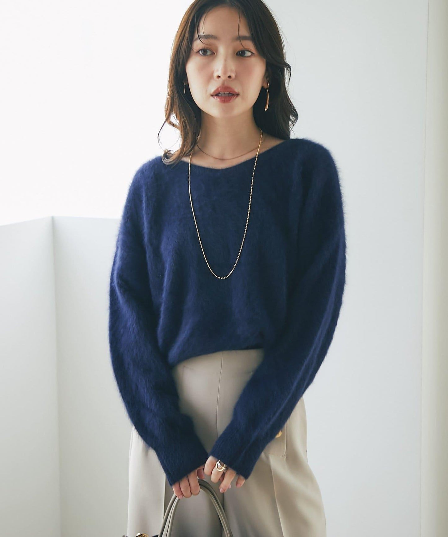 【最強美人感】羊毛羊絨混紡前後兩穿針織衫