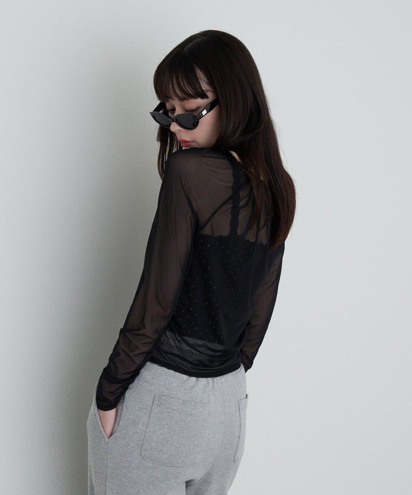 透視開衫與內衣吊帶套裝