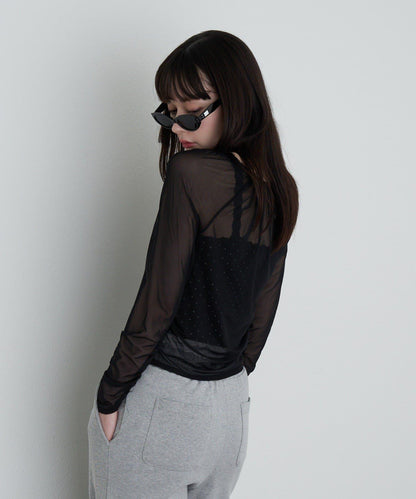 透視開衫與內衣吊帶套裝