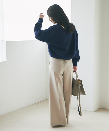 【最強美人感】羊毛羊絨混紡前後兩穿針織衫