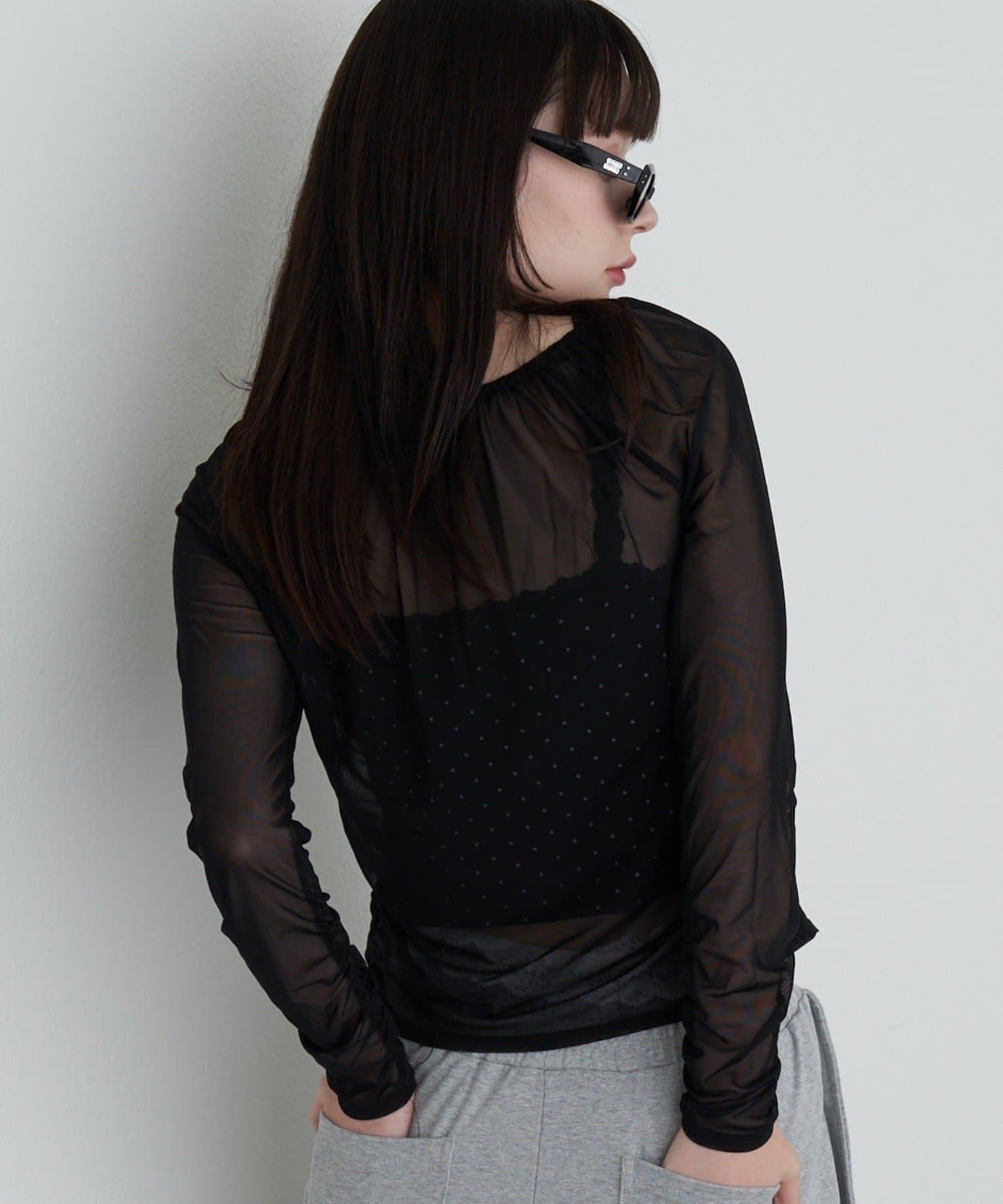 透視開衫與內衣吊帶套裝