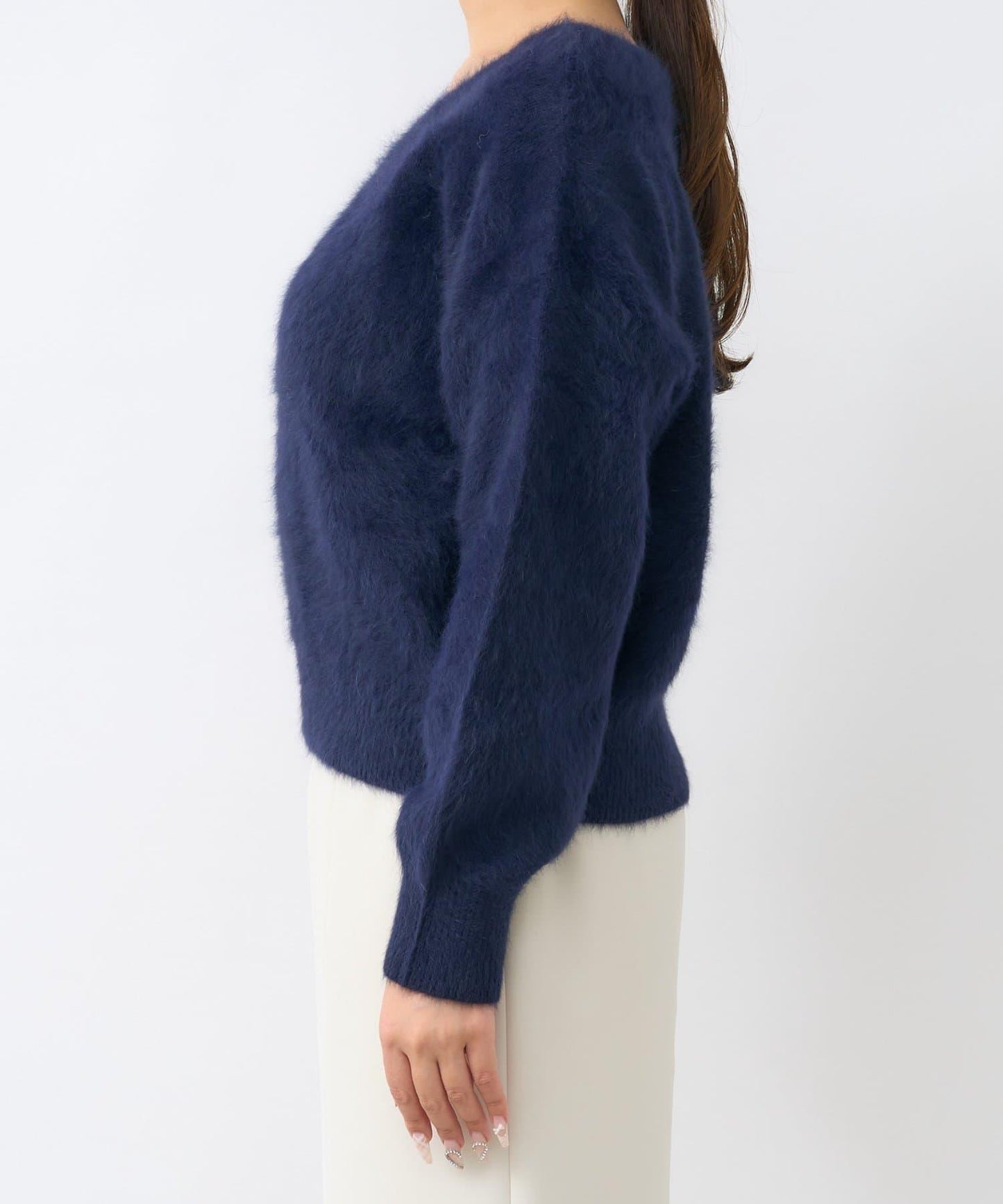 【最強美人感】羊毛羊絨混紡前後兩穿針織衫