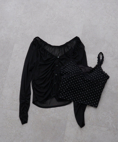 透視開衫與內衣吊帶套裝