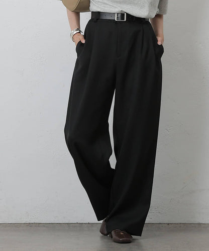 【AW/可搭配套裝】仿羊毛褶皺寬鬆長褲