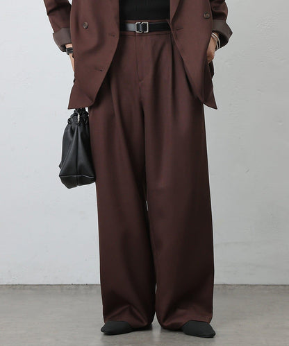 【AW/可搭配套裝】仿羊毛褶皺寬鬆長褲