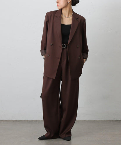 【AW/可搭配套裝】仿羊毛褶皺寬鬆長褲