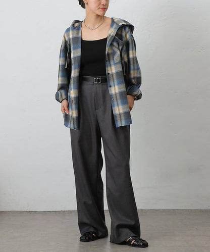 【AW/可搭配套裝】仿羊毛褶皺寬鬆長褲