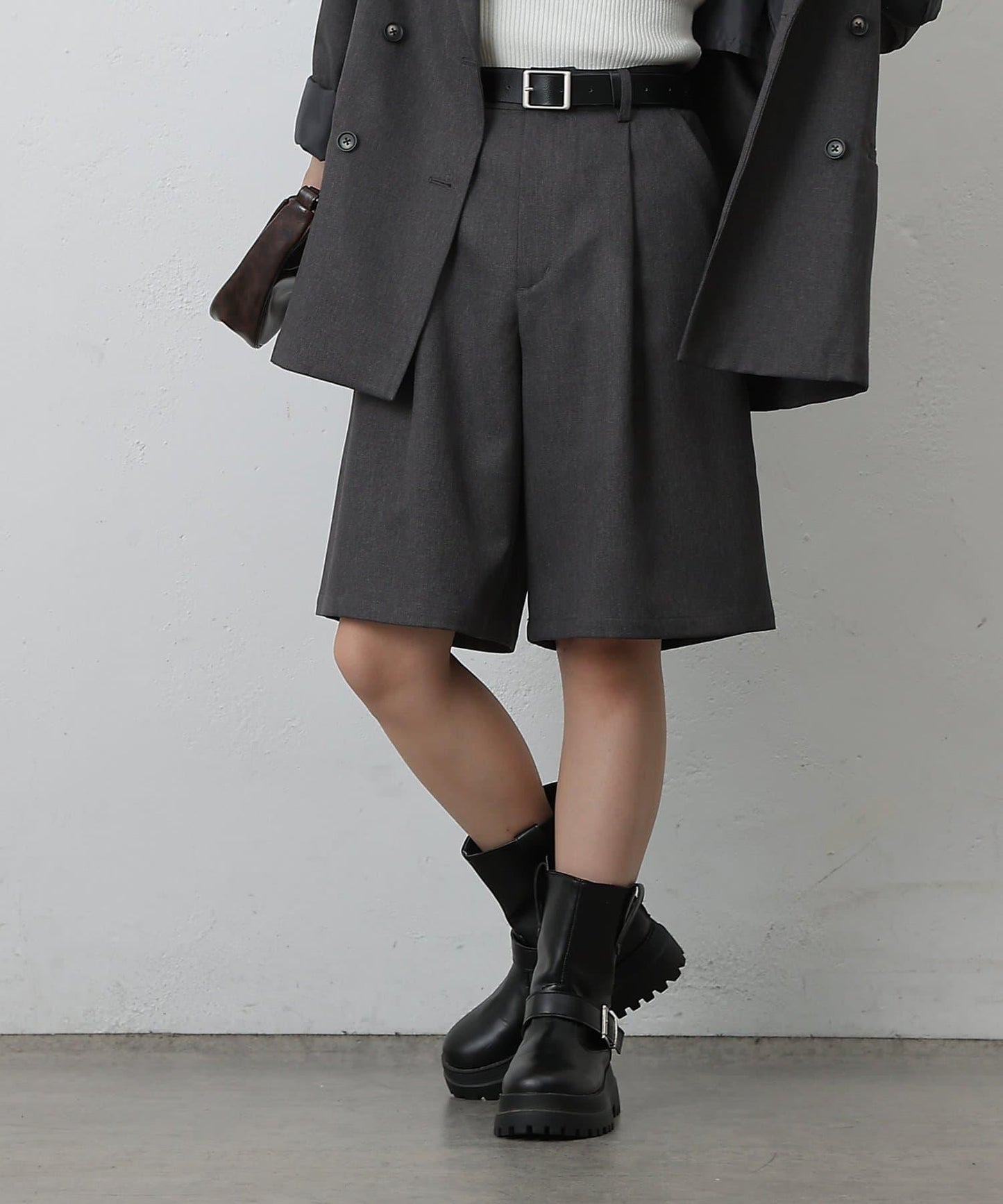 【AW/可搭配套裝】仿羊毛中褲