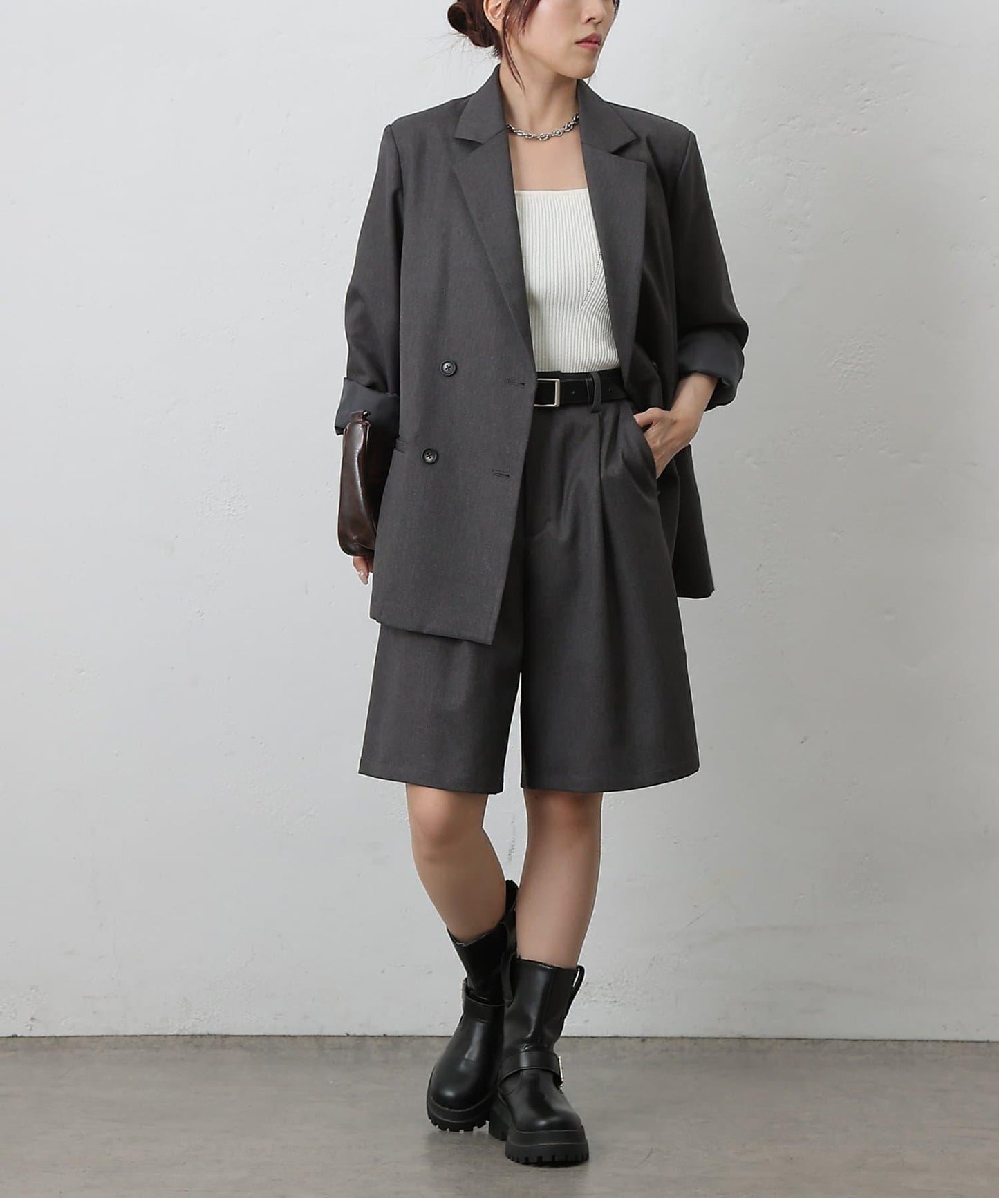 【AW/可搭配套裝】仿羊毛中褲