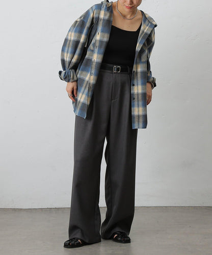 【AW/可搭配套裝】仿羊毛褶皺寬鬆長褲