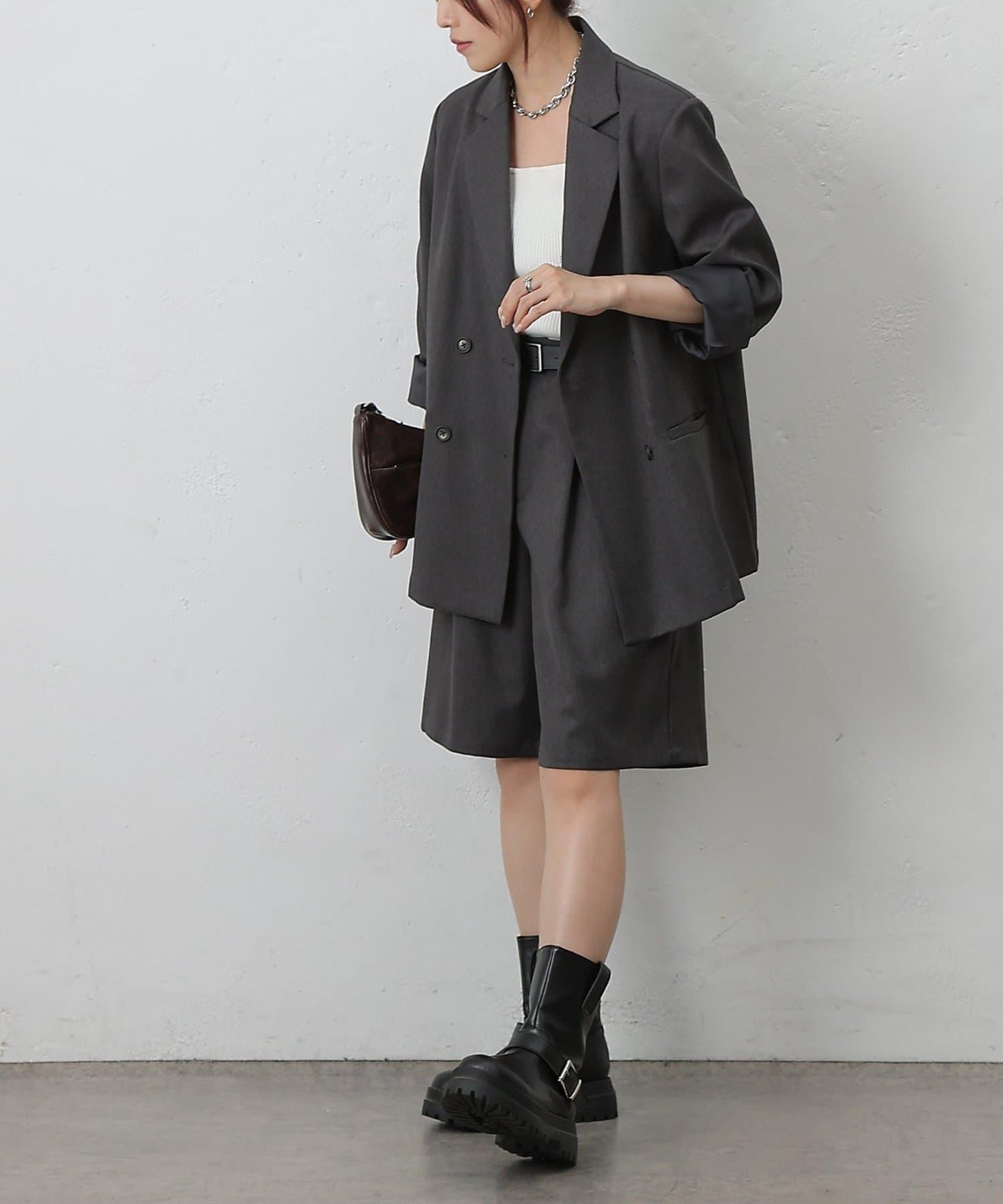 【AW/可搭配套裝】仿羊毛中褲