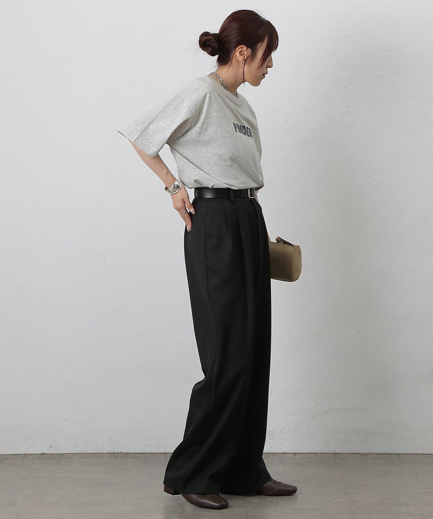 【AW/可搭配套裝】仿羊毛褶皺寬鬆長褲