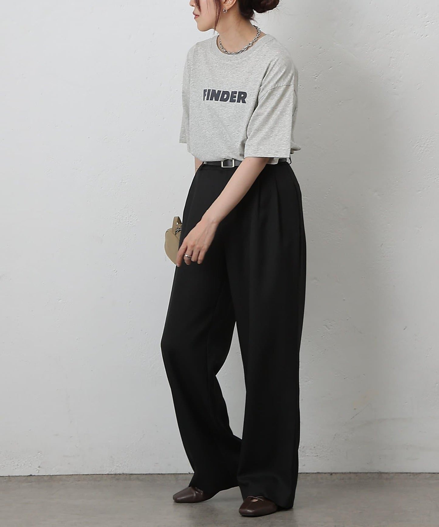 【AW/可搭配套裝】仿羊毛褶皺寬鬆長褲