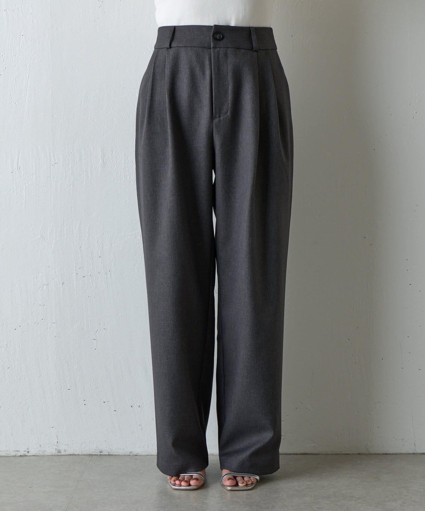 【AW/可搭配套裝】仿羊毛褶皺寬鬆長褲