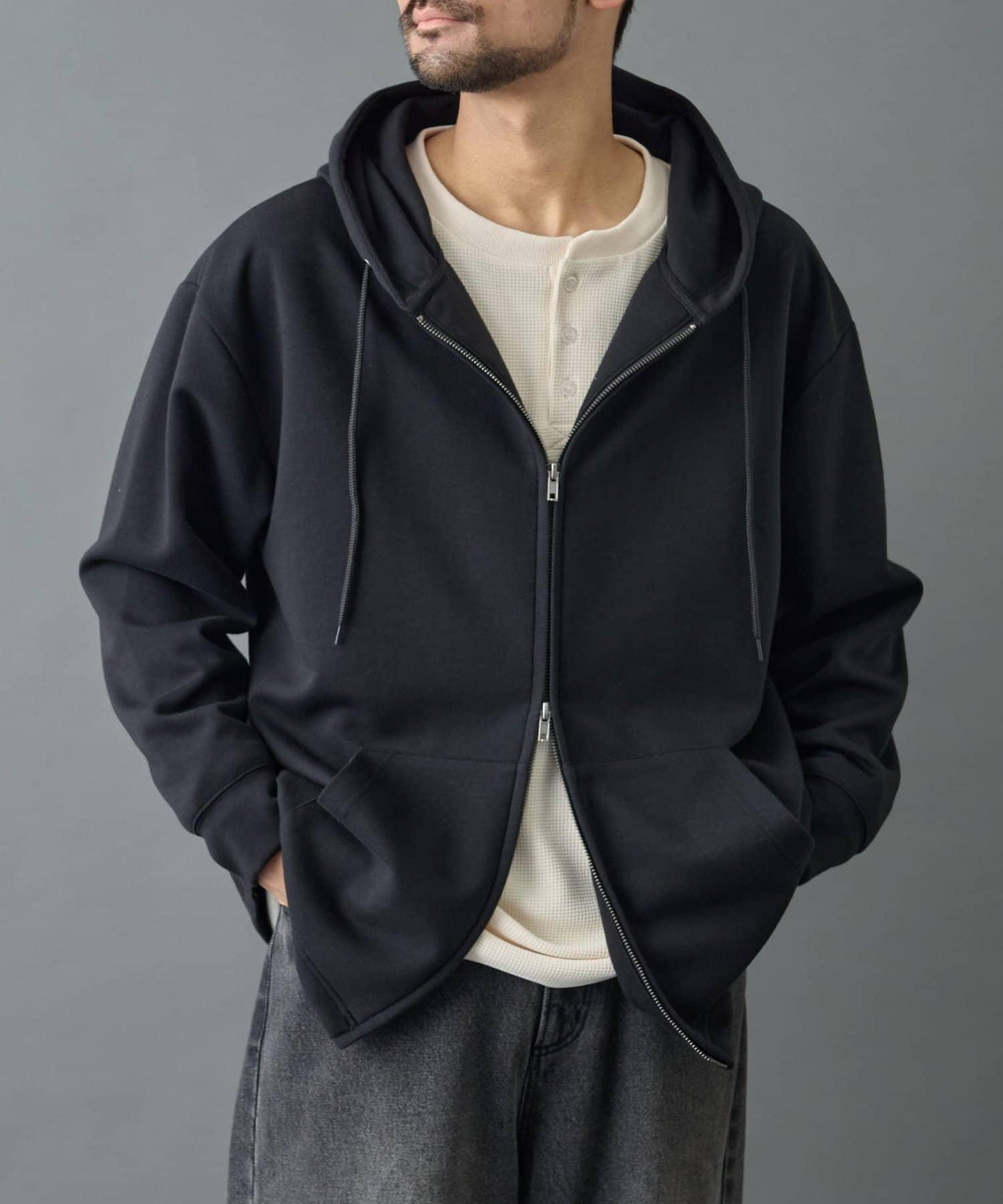 【AW季節/可搭配套裝】TC針織拉鍊連帽衛衣