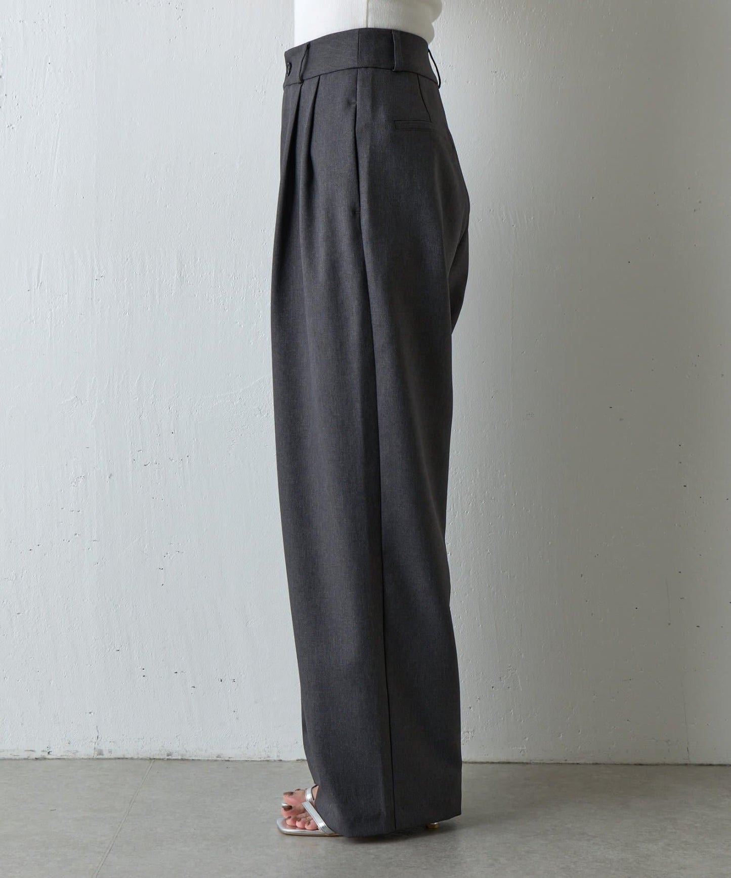 【AW/可搭配套裝】仿羊毛褶皺寬鬆長褲