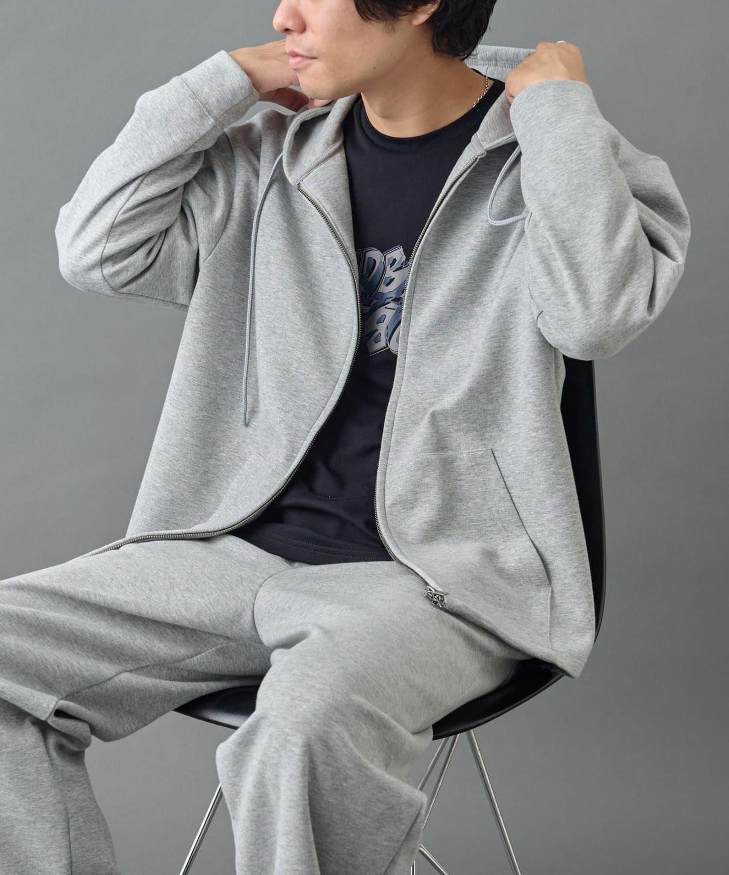 【AW季節/可搭配套裝】TC針織拉鍊連帽衛衣