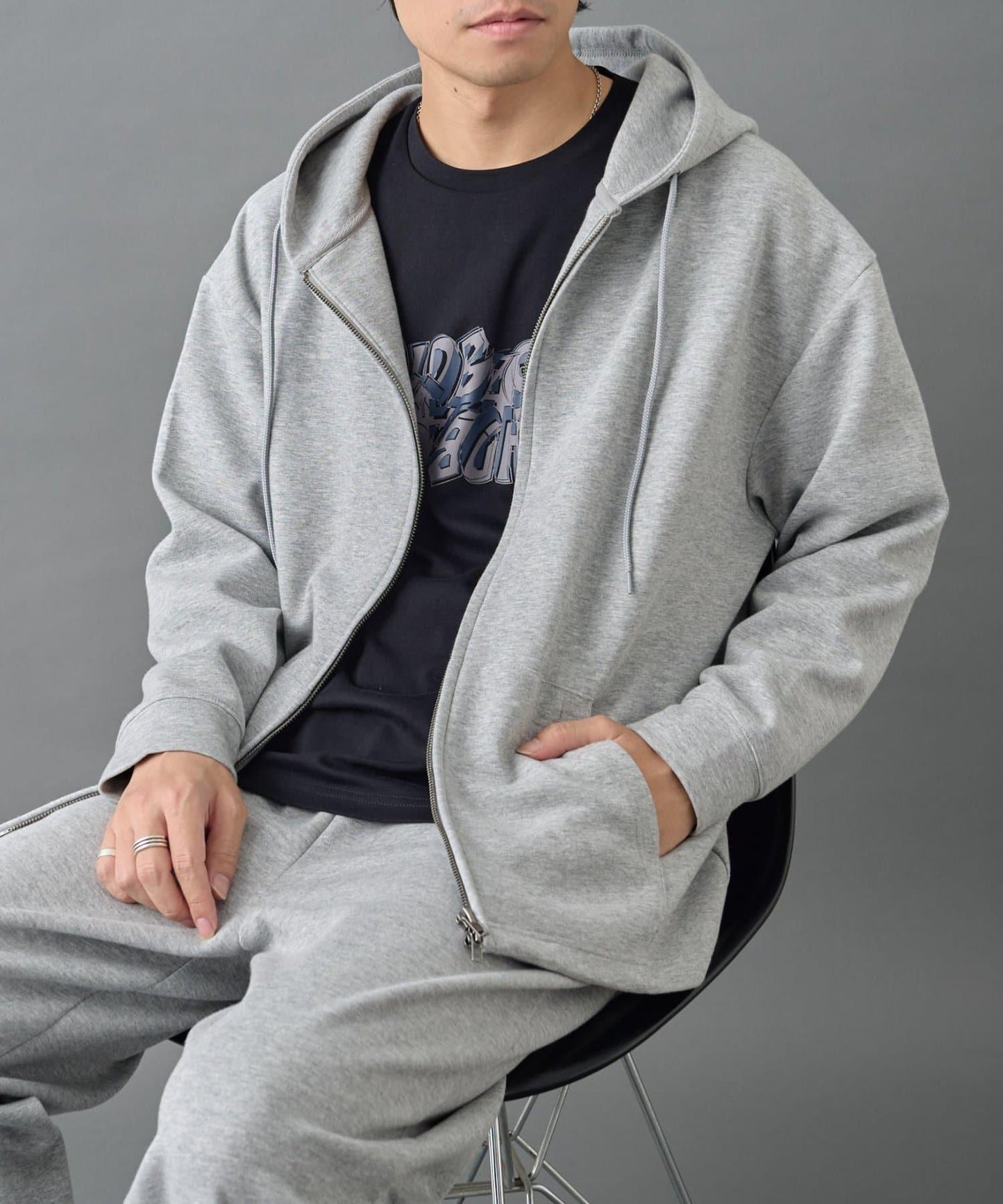 【AW季節/可搭配套裝】TC針織拉鍊連帽衛衣