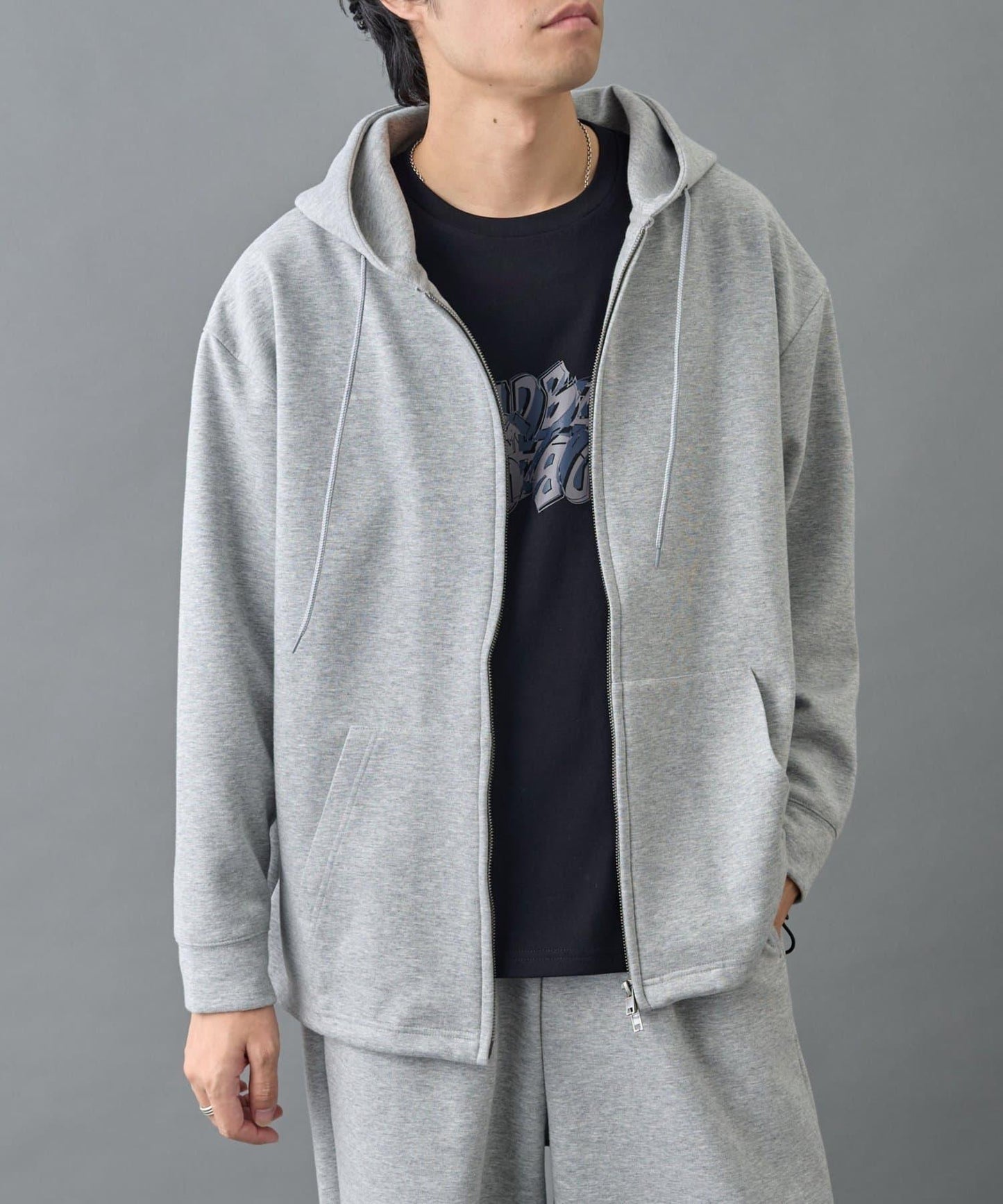 【AW季節/可搭配套裝】TC針織拉鍊連帽衛衣