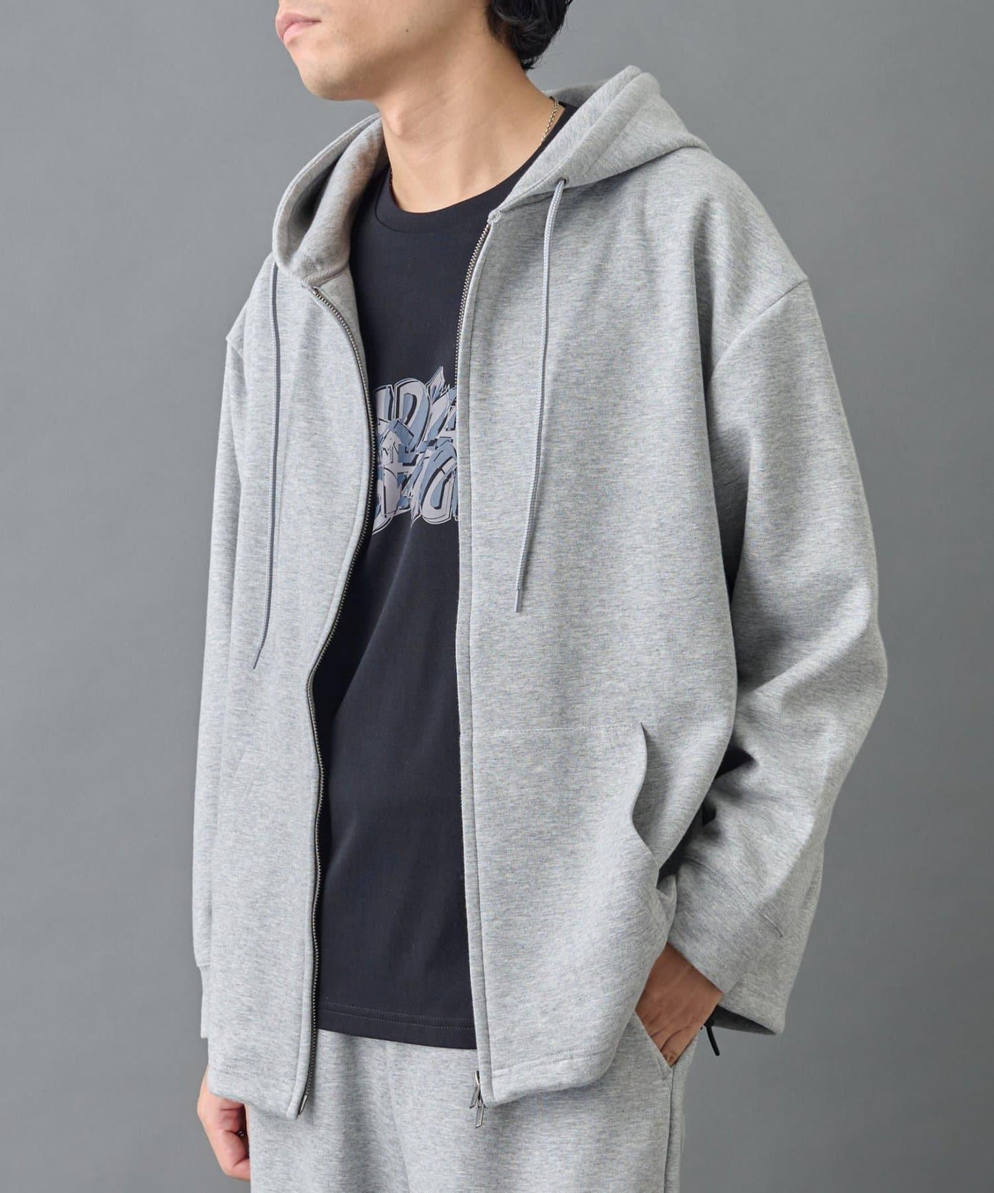 【AW季節/可搭配套裝】TC針織拉鍊連帽衛衣