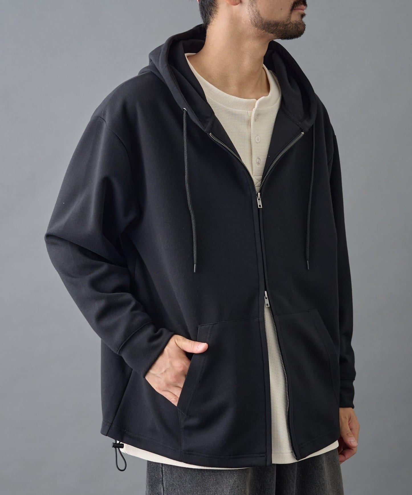 【AW季節/可搭配套裝】TC針織拉鍊連帽衛衣