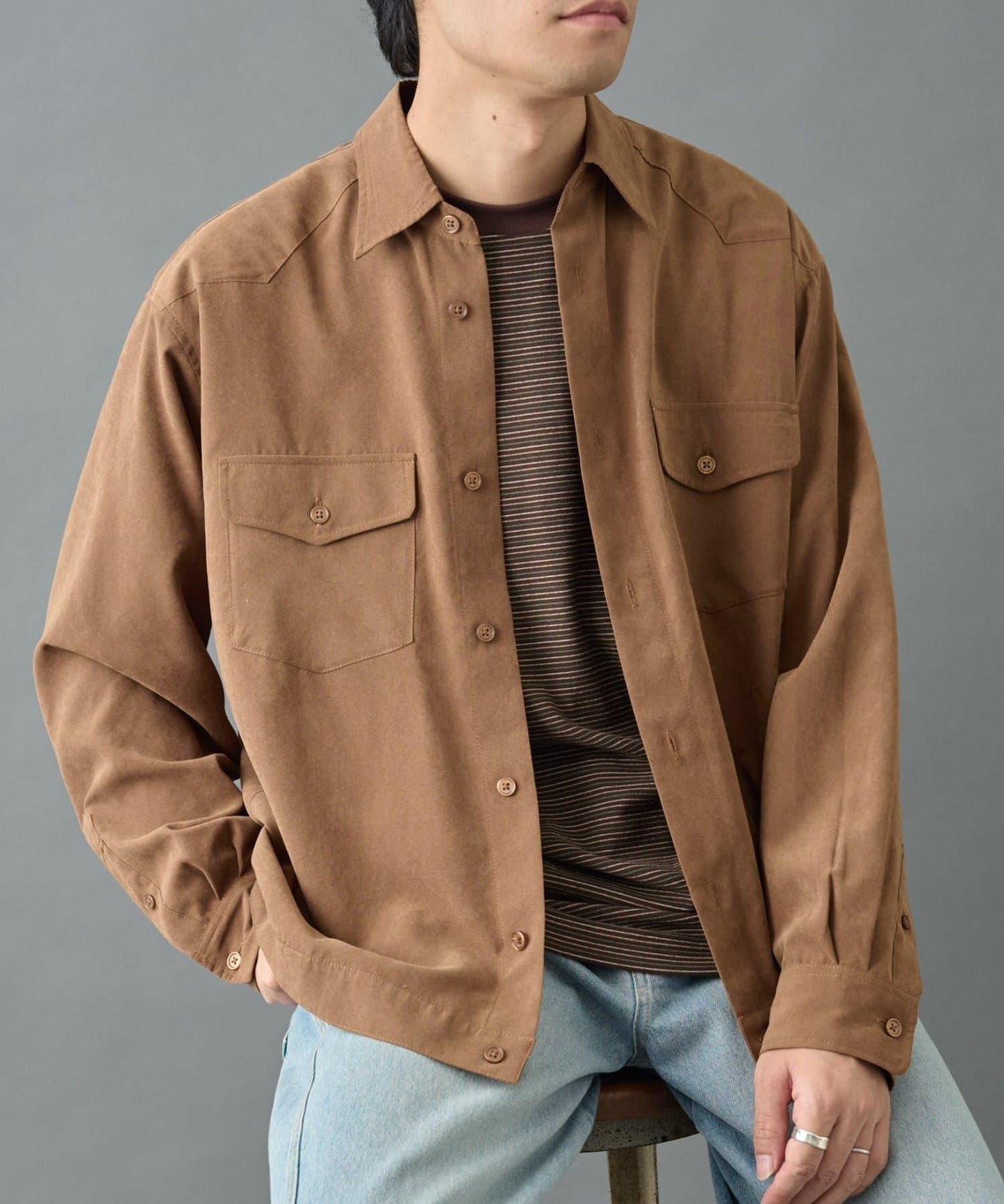 【AW】窄版桃皮西部風短款襯衫