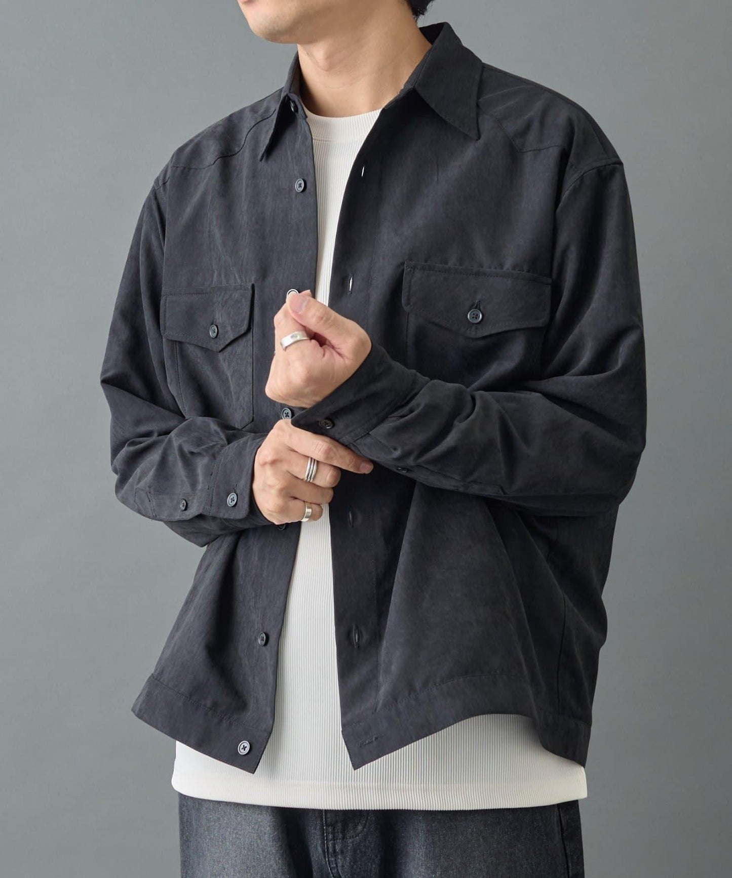 【AW】窄版桃皮西部風短款襯衫