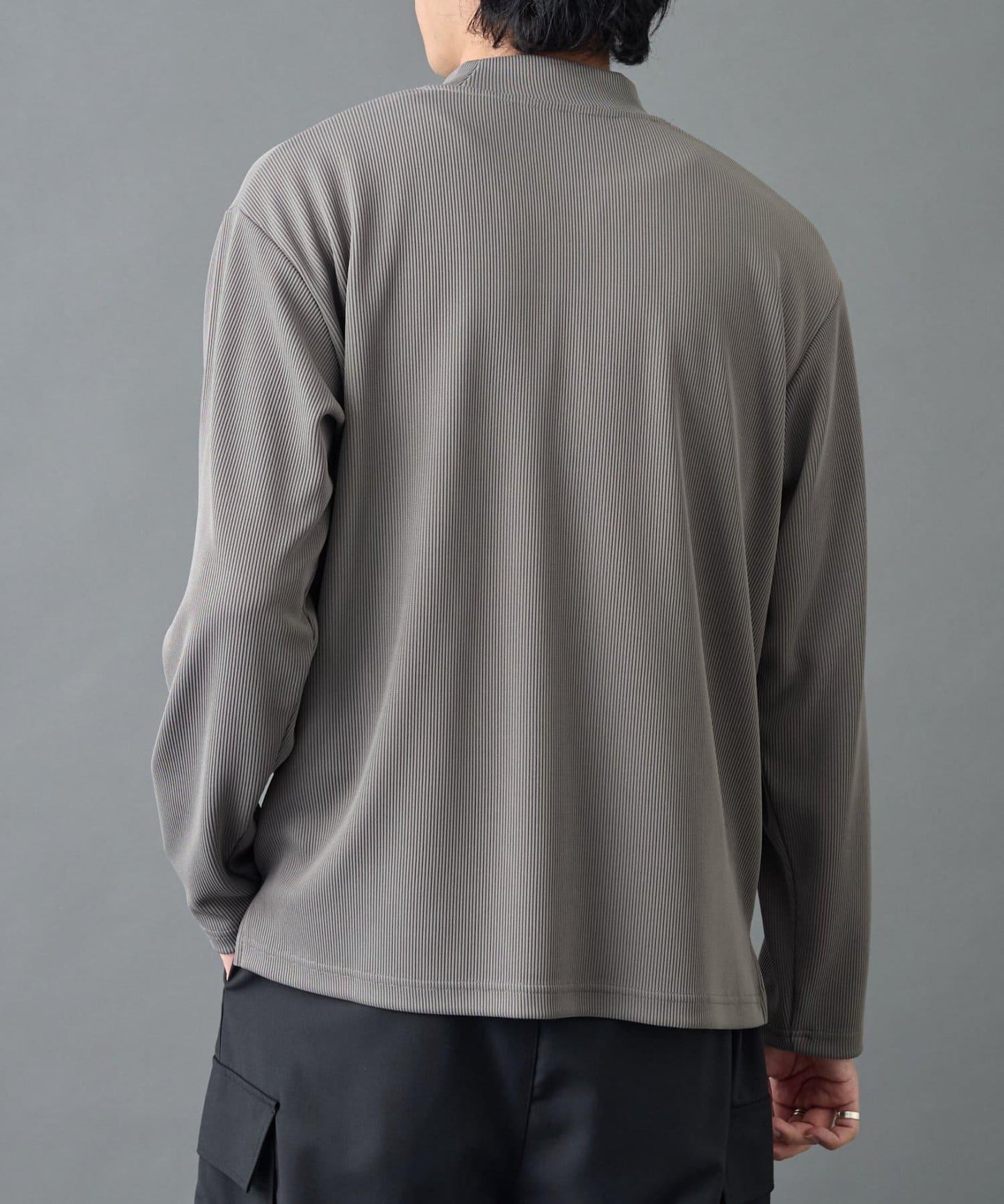 【AW】褶皺羅紋高領長袖T恤