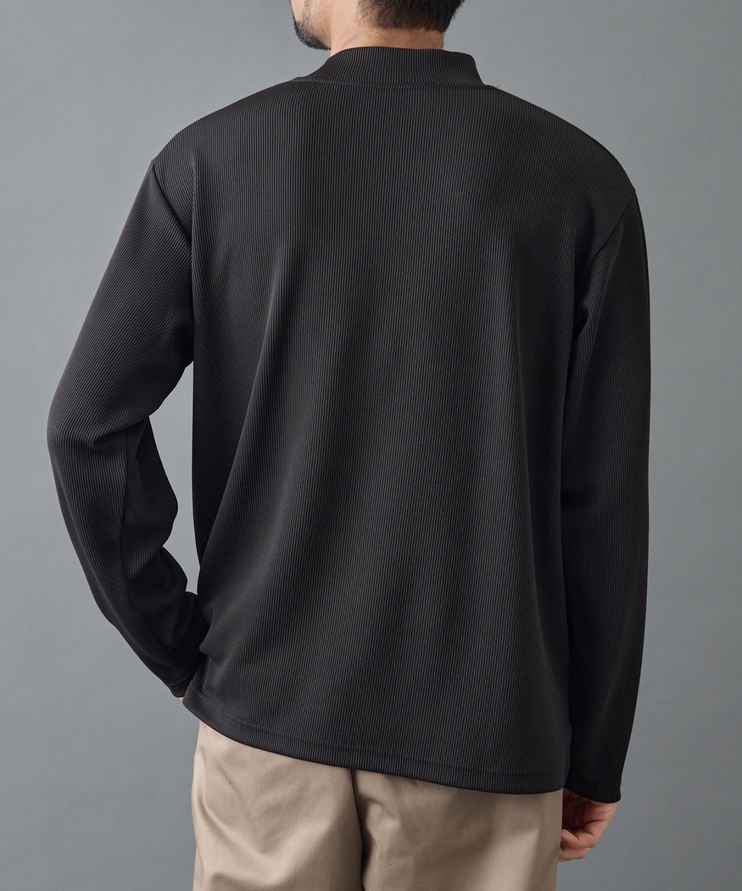 【AW】褶皺羅紋高領長袖T恤