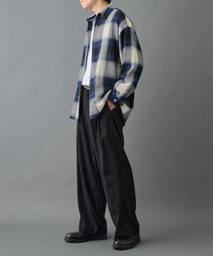 【AW】透視漸變格紋長袖襯衫