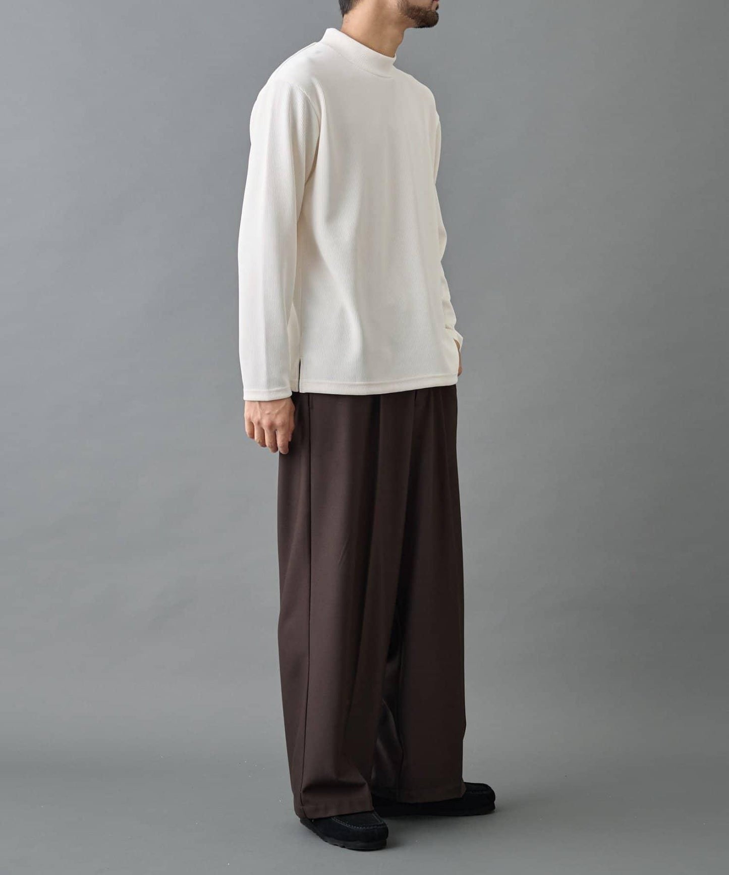 【AW】褶皺羅紋高領長袖T恤