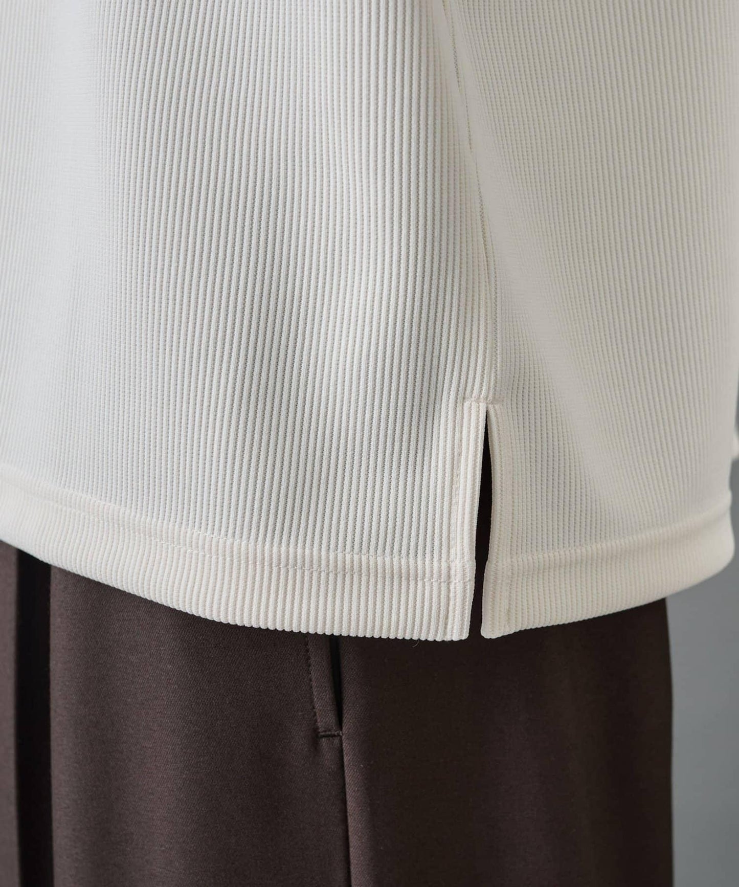 【AW】褶皺羅紋高領長袖T恤