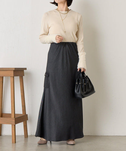 拼接長毛袖羅紋針織衫