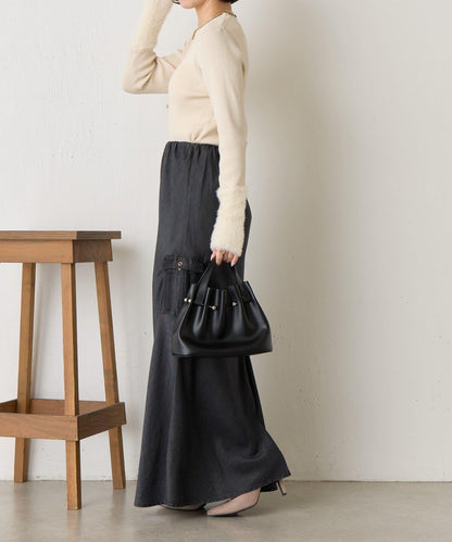 拼接長毛袖羅紋針織衫