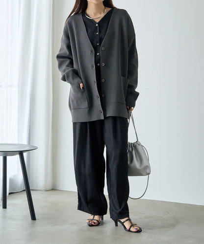 【/Du noir】立體編織寬鬆V領開衫