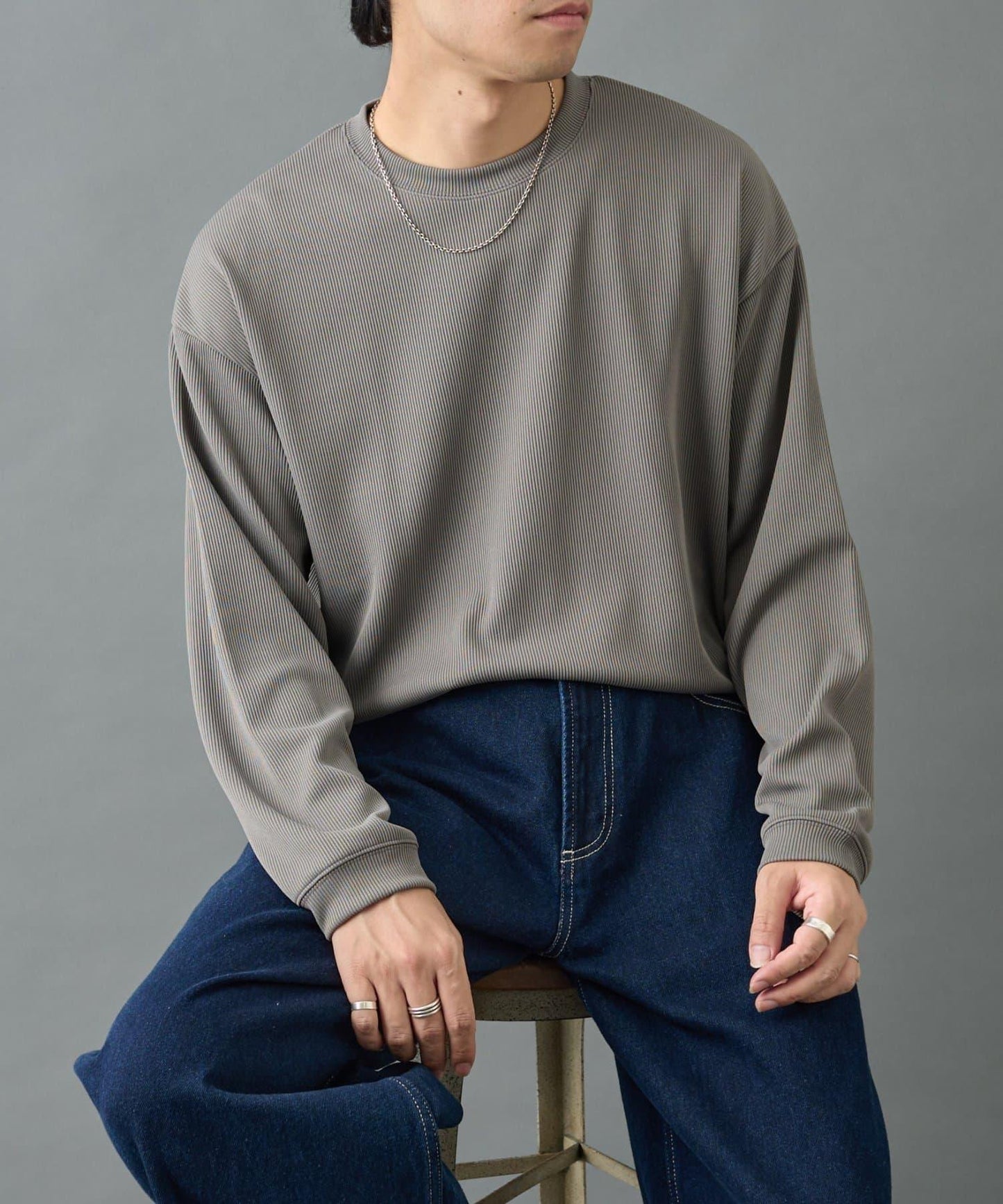 【AW先行予約】ドレープリブクルー長袖T