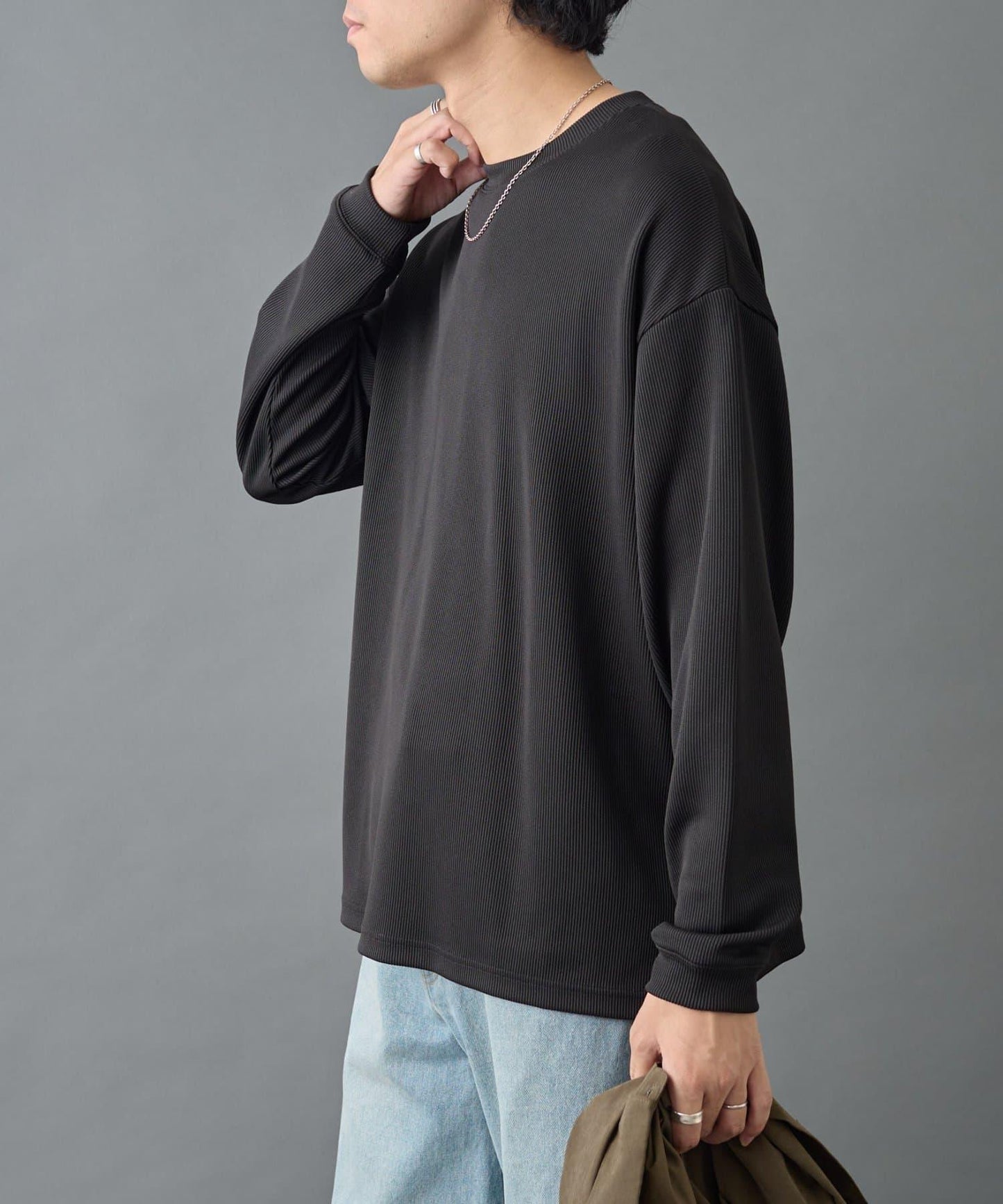 【AW先行予約】ドレープリブクルー長袖T