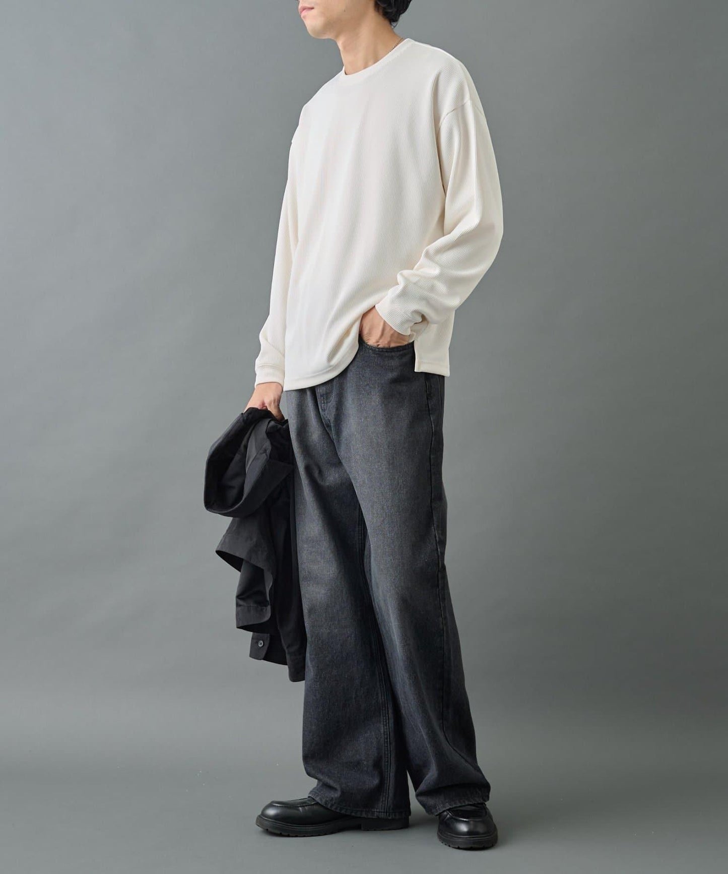 【AW先行予約】ドレープリブクルー長袖T