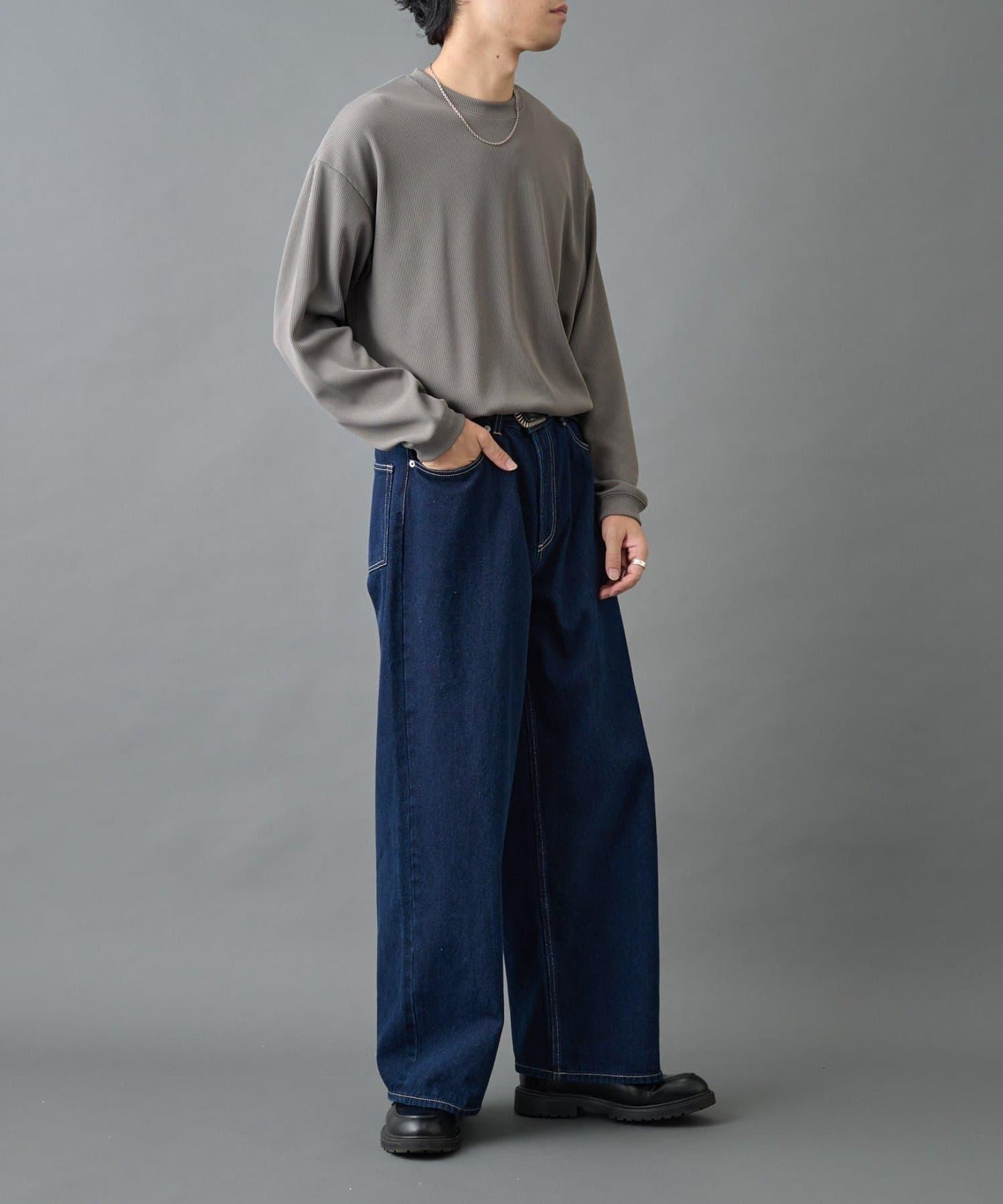 【AW先行予約】ドレープリブクルー長袖T