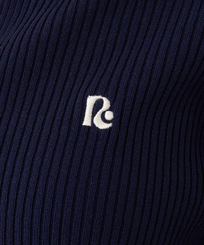 【RAY CASSIN】胸部刺繡V領翻領修身針織衫
