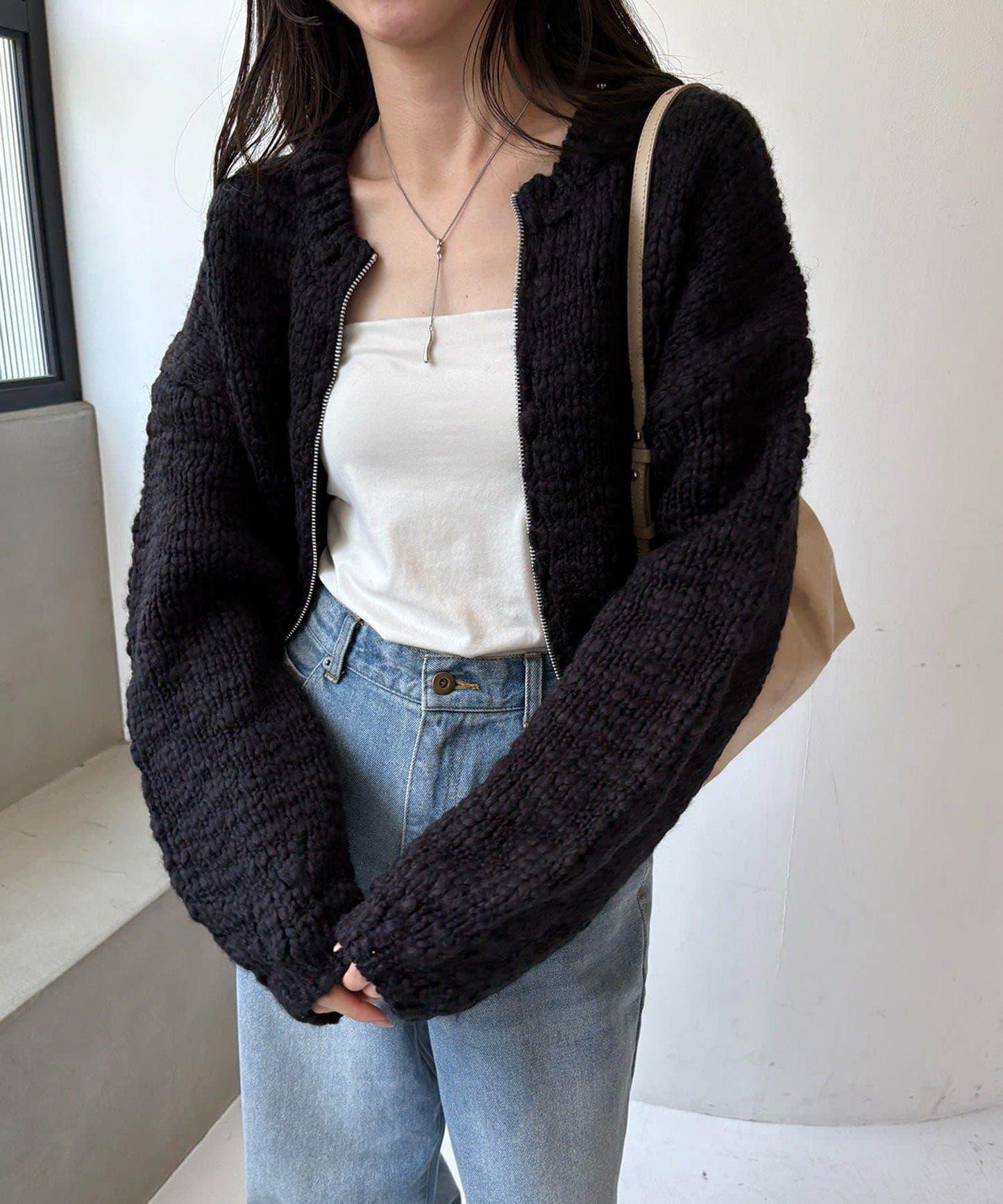 【LE'MAGE×gemeil聯名】粗紡拉鍊開衫