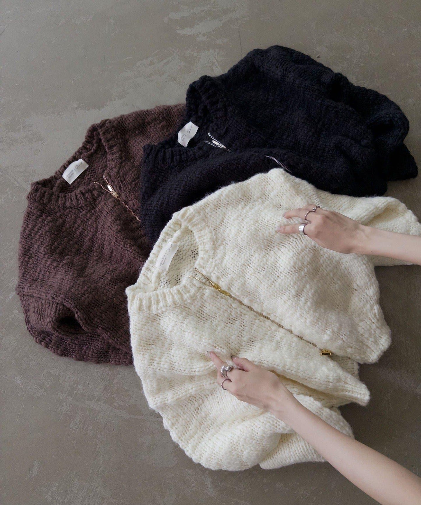 【LE'MAGE×gemeil聯名】粗紡拉鍊開衫