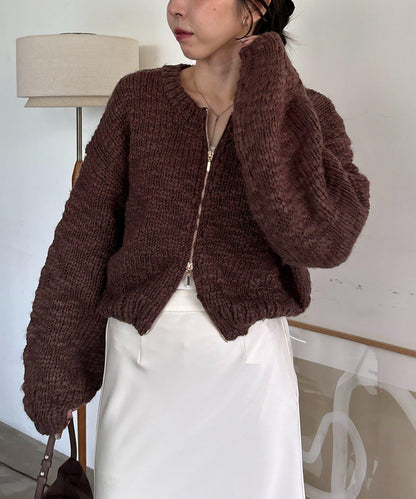 【LE'MAGE×gemeil聯名】粗紡拉鍊開衫