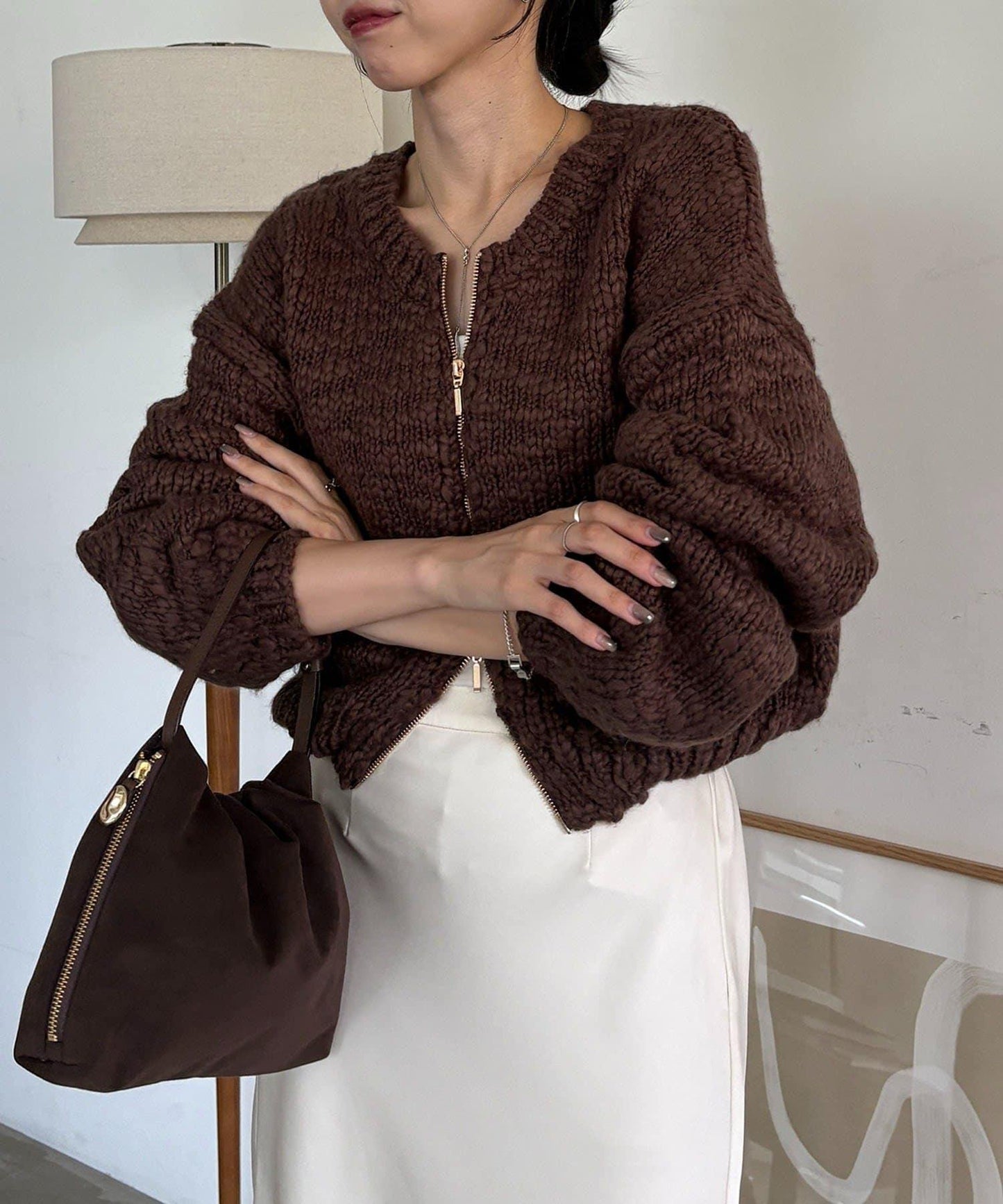 【LE'MAGE×gemeil聯名】粗紡拉鍊開衫