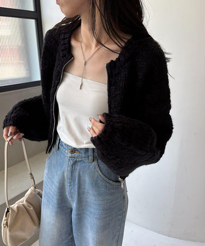 【LE'MAGE×gemeil聯名】粗紡拉鍊開衫